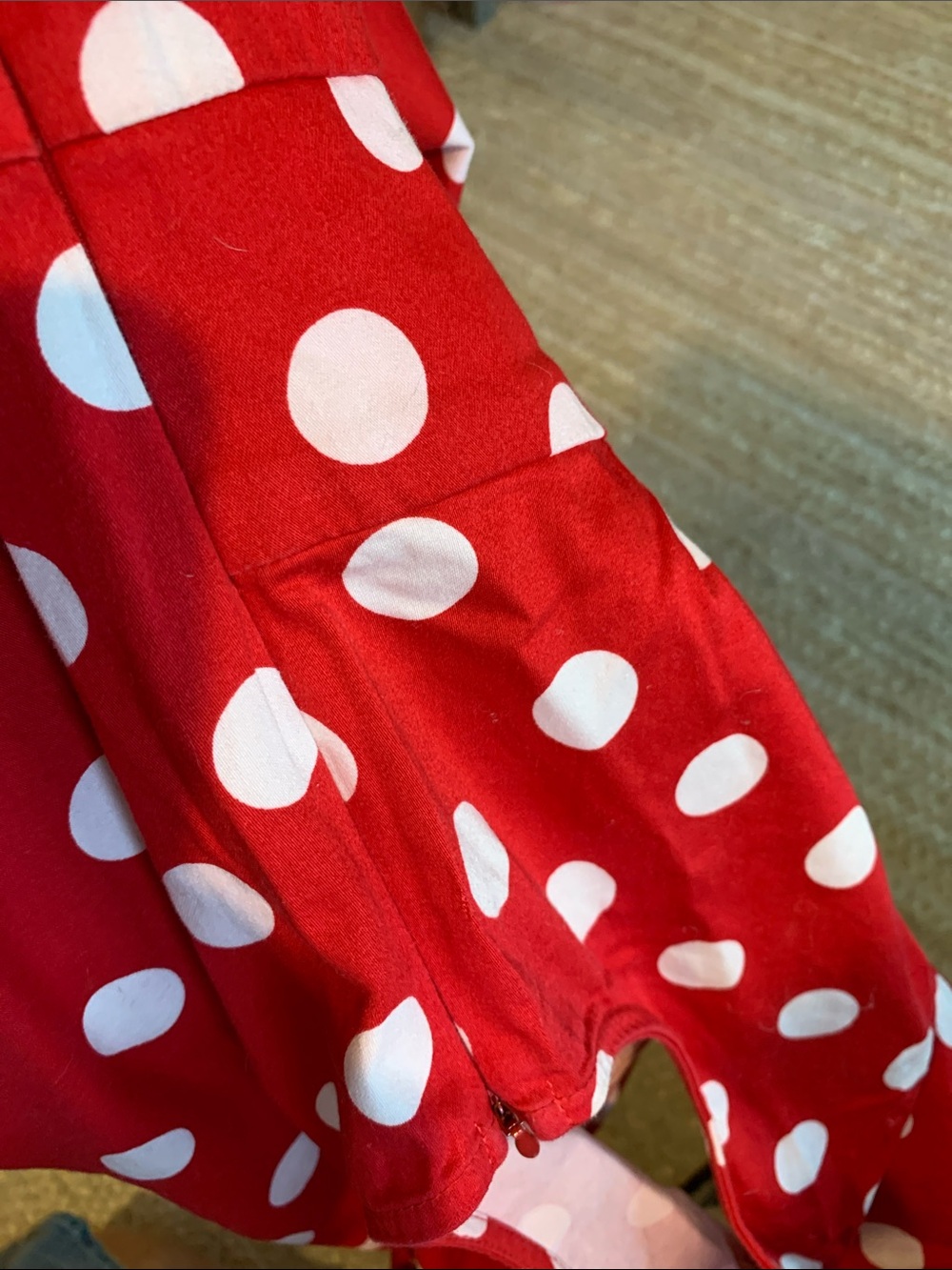 Sleeveless Vintage Inspired Red Polka Dot Mini Dress with Peter Pan Collar - Picture 11 of 11